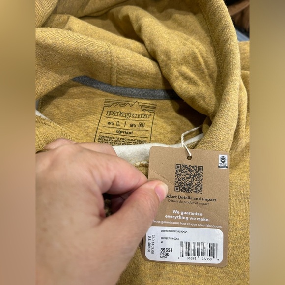 Patagonia Women’s Large Unity Fitz Uprisal Hoodie Pufferfish Gold Yellow NWT - Picture 5 of 14